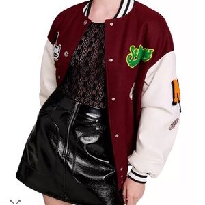 "Be Love" Wool-Blend Varsity Jacket from Maje